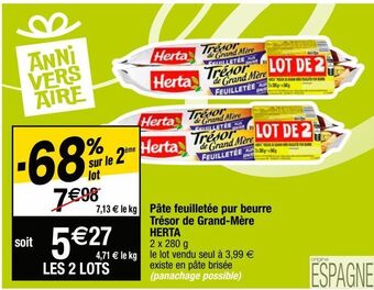Cora x Carrefour Pâte feuilletée herta offre