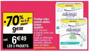 Cora x Carrefour Protège-slips always offre