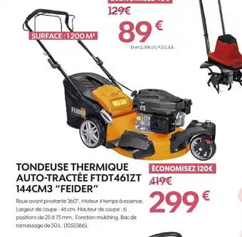 Truffaut Tondeuse thermique auto-tractee FDT461ZT 144cm3 Feider offre