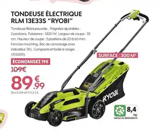 Truffaut Tondeuse electrique RLM 13E33S Ryobi offre