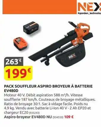 Rural Master Pack souffleur aspiro broyeur a batterie ev480d offre