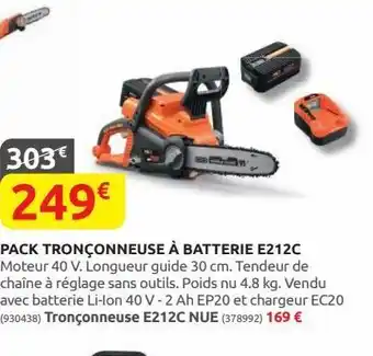 Rural Master Pack tronçonneuse a batterie e212c offre