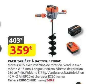 Rural Master Pack tariere a batterie e806c offre
