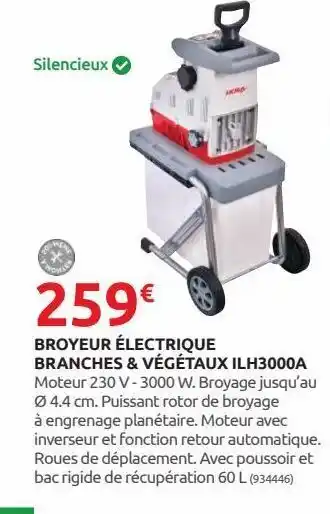 Broyeur electrique branches & vegetaux ilh3000a