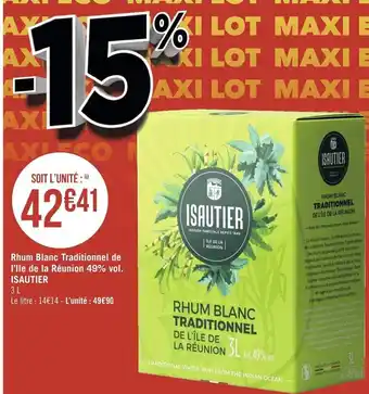 Rhum Blanc Traditionnel De I'lle De La Rèunion 49% Vo;. Isautier