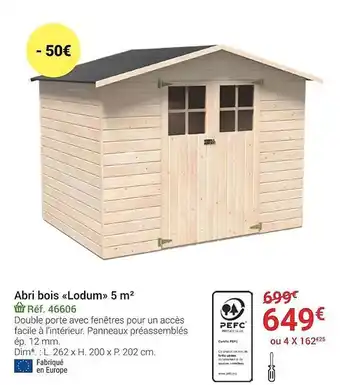 Gamm vert Abri bois lodum 5m2 offre
