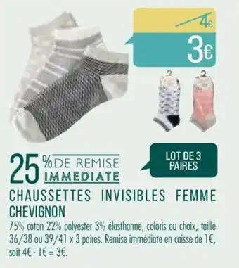 Match Chaussettes Invisibles Femme Chevignon offre