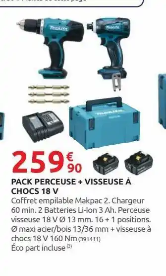 Rural Master Pack perceuse + visseuse a chocs 18 v offre