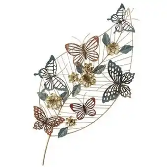 Décoration murale en métal papillons sur feuille