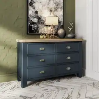 Grande commode en bois finition bleu profond hove