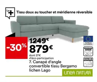 BUT Canapé d'angle convertible tissu bergamo lichen lago offre