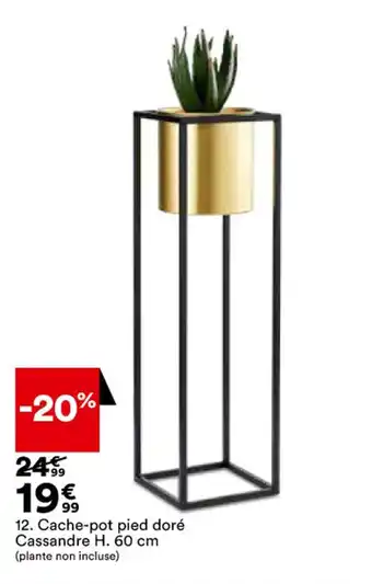 BUT Cache-pot pied doré cassandre H. 60 cm offre
