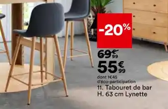 BUT Tabouret de bar H. 63 cm lynette offre