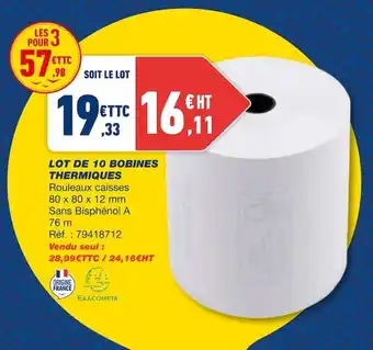 Lot de 10 bobines thermiques