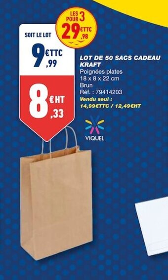 Bureau Vallée Lot de 50 sacs cadeau kraft offre
