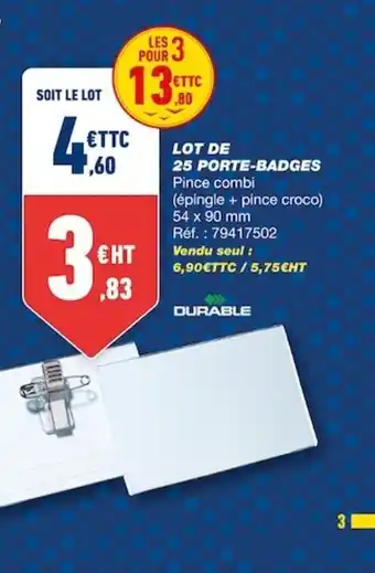 Bureau Vallée Lot de 25 porte-badges offre