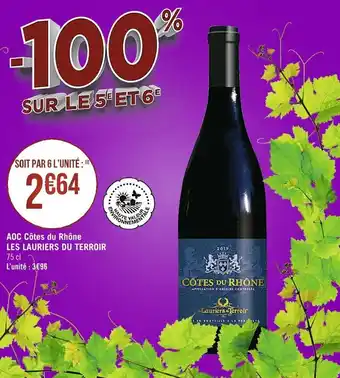 Casino Supermarchés AOC côtes du rhône LES LAURIERS DU TERROIR offre