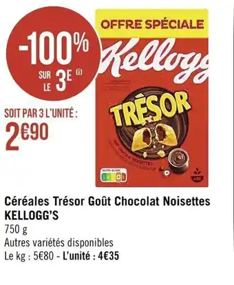 Céréales trésor goût chocolat noisettes KELLOGG'S