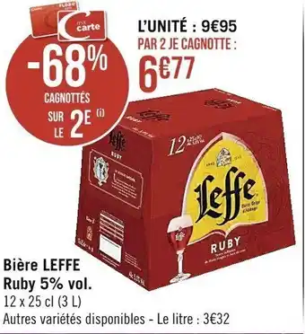 Casino Supermarchés Bière LEFFE ruby 5% vol. offre