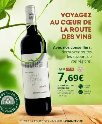 La Vignery Aop médoc cru bourgeois château moulin de taffard 2019 offre