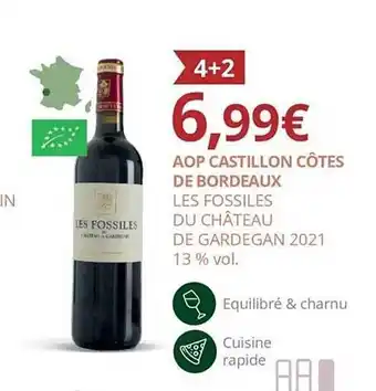 La Vignery Aop castillon côtes de bordeaux les fossiles du château de gardegan 2021 13% vol. offre