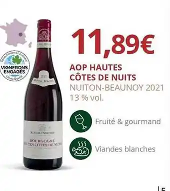 Aop hautes côtes de nuits nuiton-beaunoy 2021 13% vol.