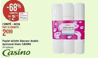 Casino Supermarchés Papier toilette douceur double épaisseur blanc CASINO offre