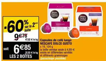 Cora x Carrefour Capsules de café lungo nescafé dolce gusto offre