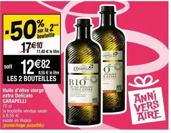 Cora x Carrefour Huile d'olive vierge extra delicato carapelli offre