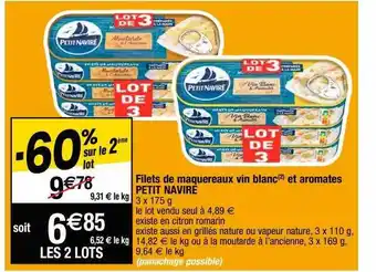 Cora x Carrefour Filets de maquereaux vin blanc et aromates petit navire offre