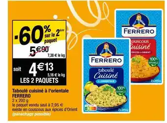Cora x Carrefour Taboulé cuisiné à l'orientale ferrero offre