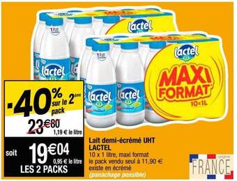 Cora x Carrefour Lait demi-écrémé uht lactel offre