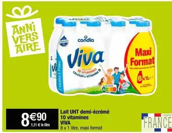 Cora x Carrefour Lait uht demi-écrémé 10 vitamines viva offre