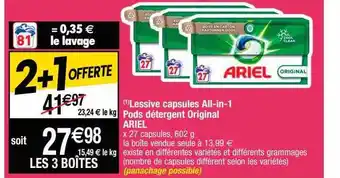 Cora x Carrefour Lessive capsules all-in-1 pods détergent original ariel offre