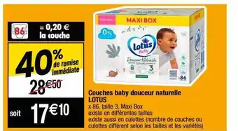 Cora x Carrefour Couches baby douceur naturelle lotus offre