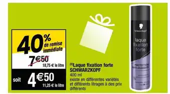 Cora x Carrefour Laque fixation forte schwarzkopf offre