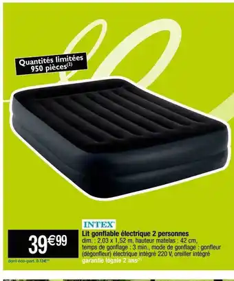 Cora x Carrefour Lit gonflable électrique 2 personnes intex offre