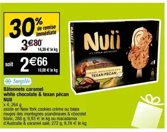 Cora x Carrefour Bâtonnets caramel white chocolate & texan pécan nuii offre