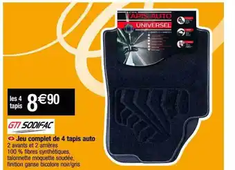 Cora x Carrefour Jeu complet de 4 tapis auto gti sodifac offre