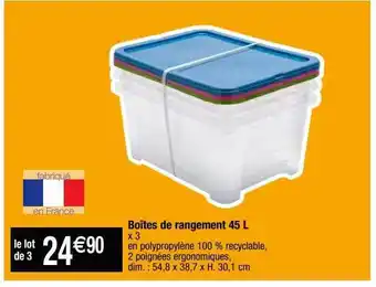 Cora x Carrefour Boîtes de rangement 45l offre