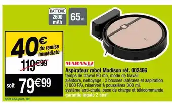 Cora x Carrefour Aspirateur robot madison marantz offre