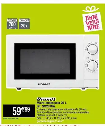 Micro-ondes solo 20l brandt