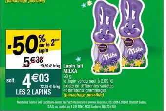 Cora x Carrefour Lapin lait milka offre