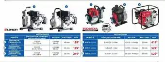 Rural Master Motopompes loncin, motopompes honda offre