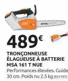 Tronçonneuse élagueuse à batterie msa 161 t nue stihl