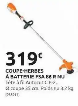 Rural Master Coupe-herbes à batterie fsa 86 r nu stihl offre