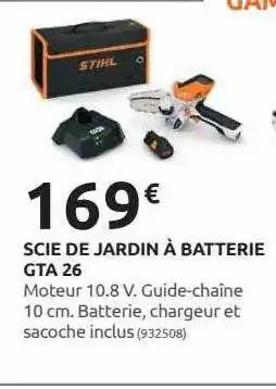 Rural Master Scie de jardin à batterie gta 26 stihl offre
