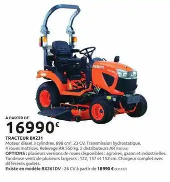 Rural Master Tracteur bx231 kubota offre