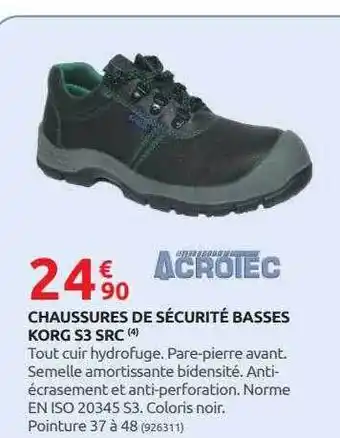 Chaussures de sécurité basses korg s3 src