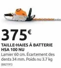 Rural Master Taille-haies à batterie hsa 100 nu stihl offre